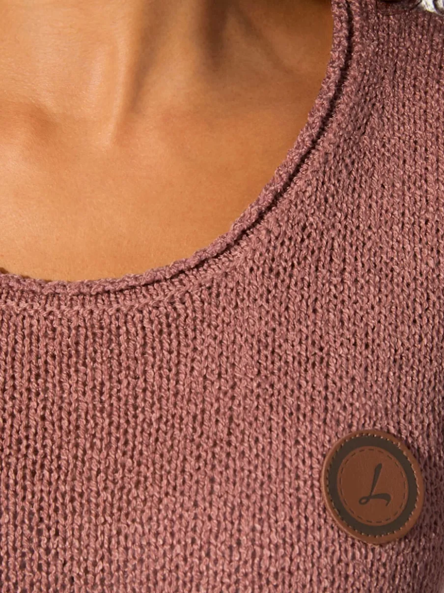 Débardeur en tricot à col rond et sans manches avec empiècement décoratif