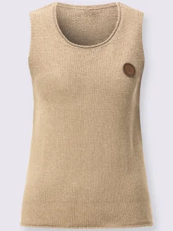 Débardeur en tricot à col rond et sans manches avec empiècement décoratif