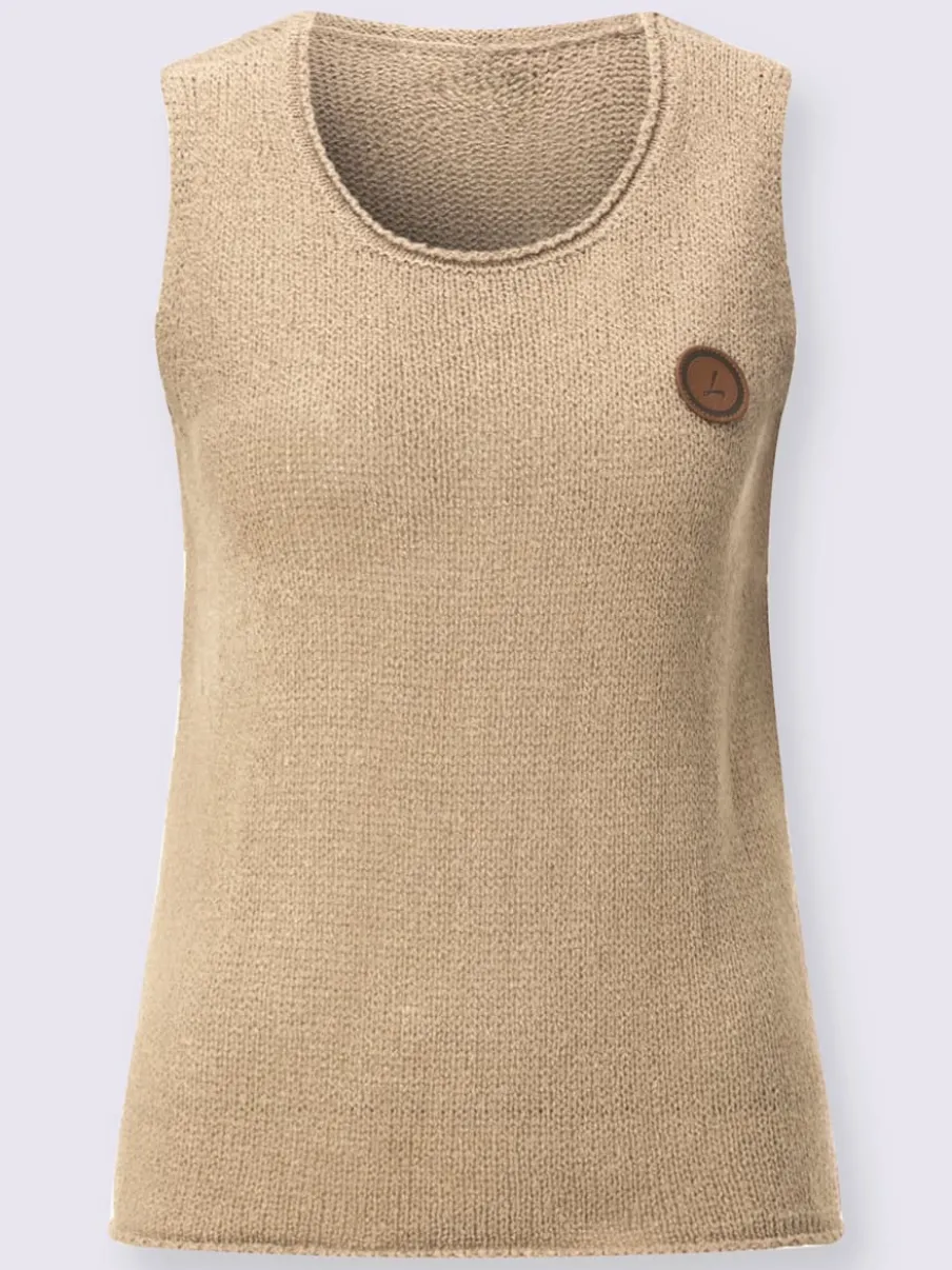 Débardeur en tricot à col rond et sans manches avec empiècement décoratif