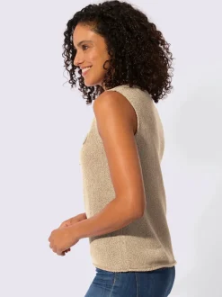 Débardeur en tricot à col rond et sans manches avec empiècement décoratif