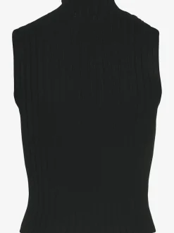 Débardeur en tricot côtelé à col montant et coupe ajustée
