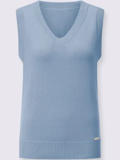 Débardeur en tricot doux avec col en V côtelé