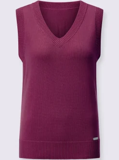 Débardeur en tricot doux avec col en V côtelé