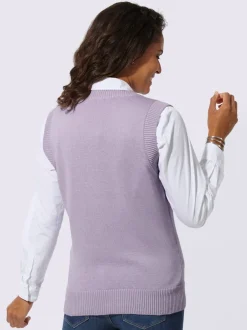Débardeur en tricot doux avec col en V côtelé