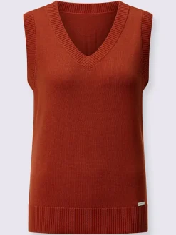Débardeur en tricot doux avec col en V côtelé