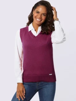 Débardeur en tricot doux avec col en V côtelé