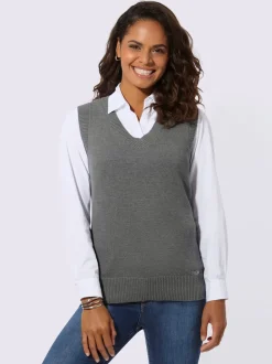 Débardeur en tricot doux avec col en V côtelé