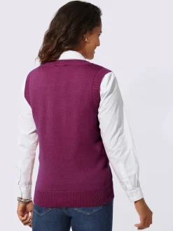 Débardeur en tricot doux avec col en V côtelé