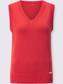 Débardeur en tricot doux avec col en V côtelé