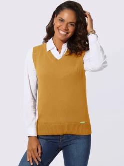 Débardeur en tricot doux avec col en V côtelé