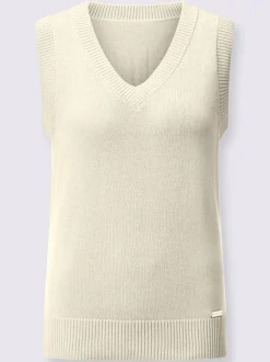 Débardeur en tricot doux avec col en V côtelé
