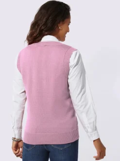 Débardeur en tricot doux avec col en V côtelé