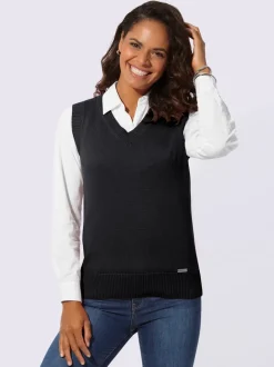 Débardeur en tricot doux avec col en V côtelé
