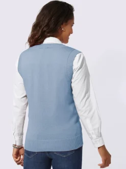 Débardeur en tricot doux avec col en V côtelé