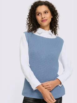 Débardeur en tricot encolure U avec patte de boutonnage au dos