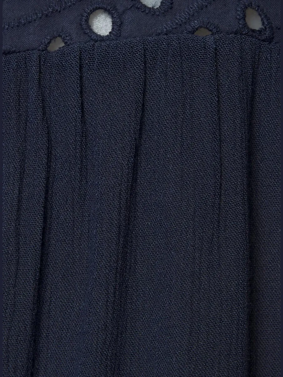 Débardeur en viscose à col V et dentelle ajourée
