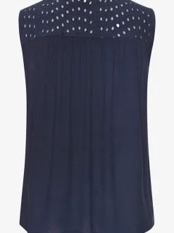 Débardeur en viscose à col V et dentelle ajourée