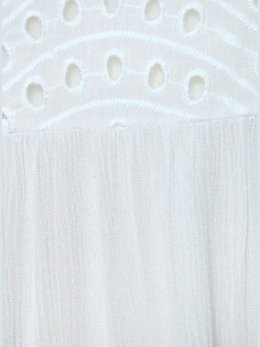 Débardeur en viscose à col V et dentelle ajourée