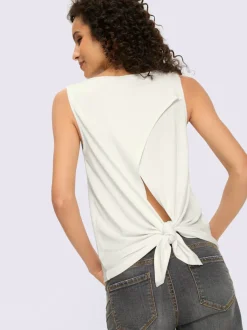 Débardeur en viscose douce à col rond et dos noué