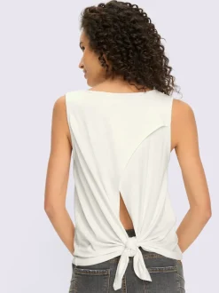 Débardeur en viscose douce à col rond et dos noué