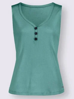 Débardeur en viscose extensible à col V avec boutons décoratifs