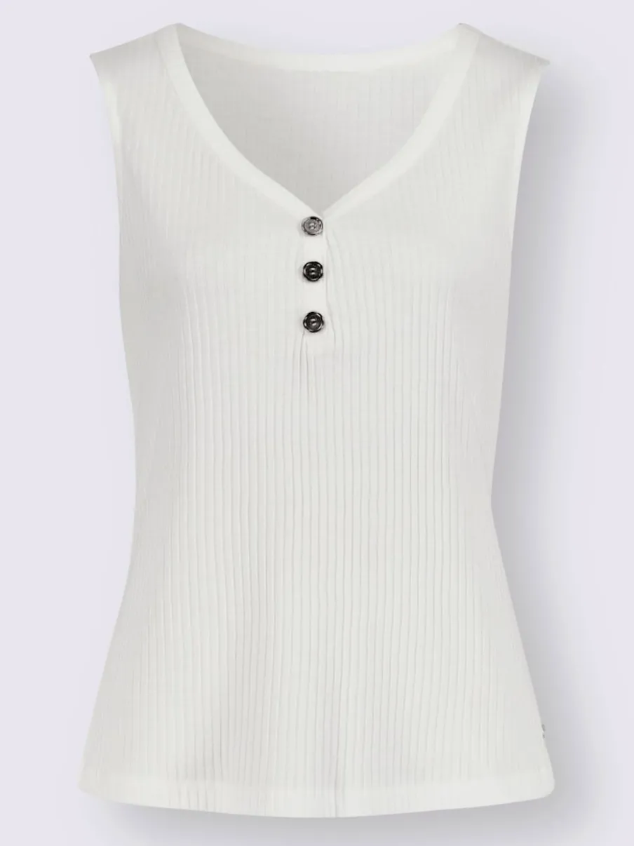 Débardeur en viscose extensible à col V avec boutons décoratifs