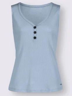 Débardeur en viscose extensible à col V avec boutons décoratifs