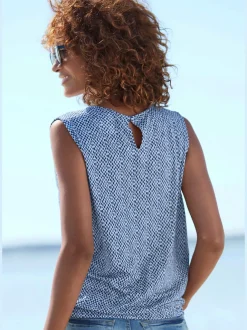 Débardeur à épaules légèrement froncées avec large ceinture smockée en viscose douce