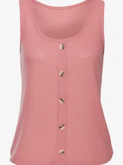 Débardeur sans manches avec patte de boutonnage et ceinture élastiquée