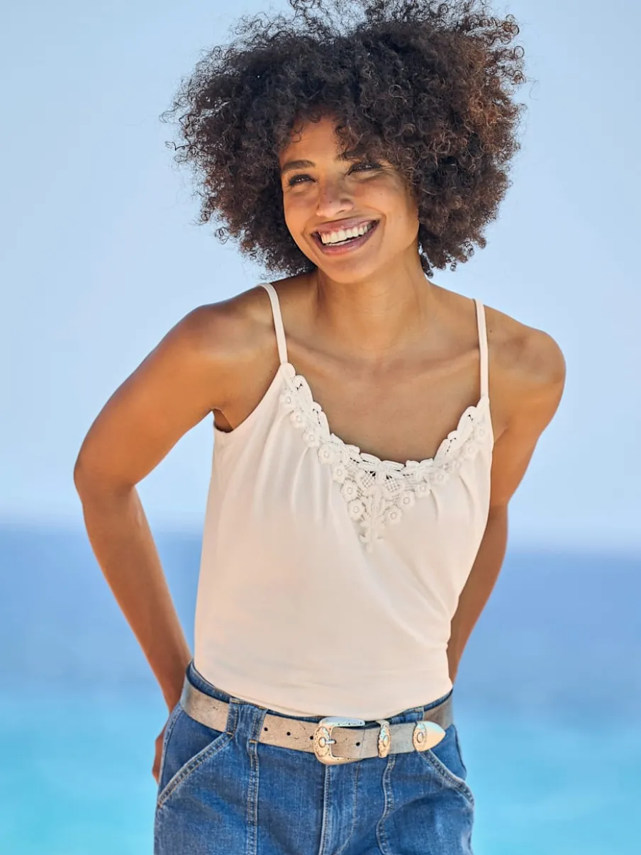 Débardeurs en dentelle avec encolure en V réglable