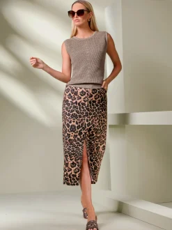 Débardeurs en tricot avec motif animal et encolure ronde