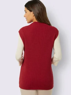 Débardeurs en tricot col corolle manches légères motif moderne