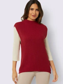Débardeurs en tricot col corolle manches légères motif moderne