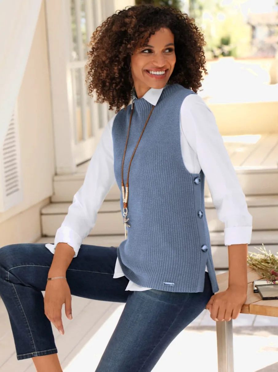 Débardeurs en tricot à col montant avec fente latérale