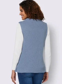 Débardeurs en tricot à col montant avec fente latérale