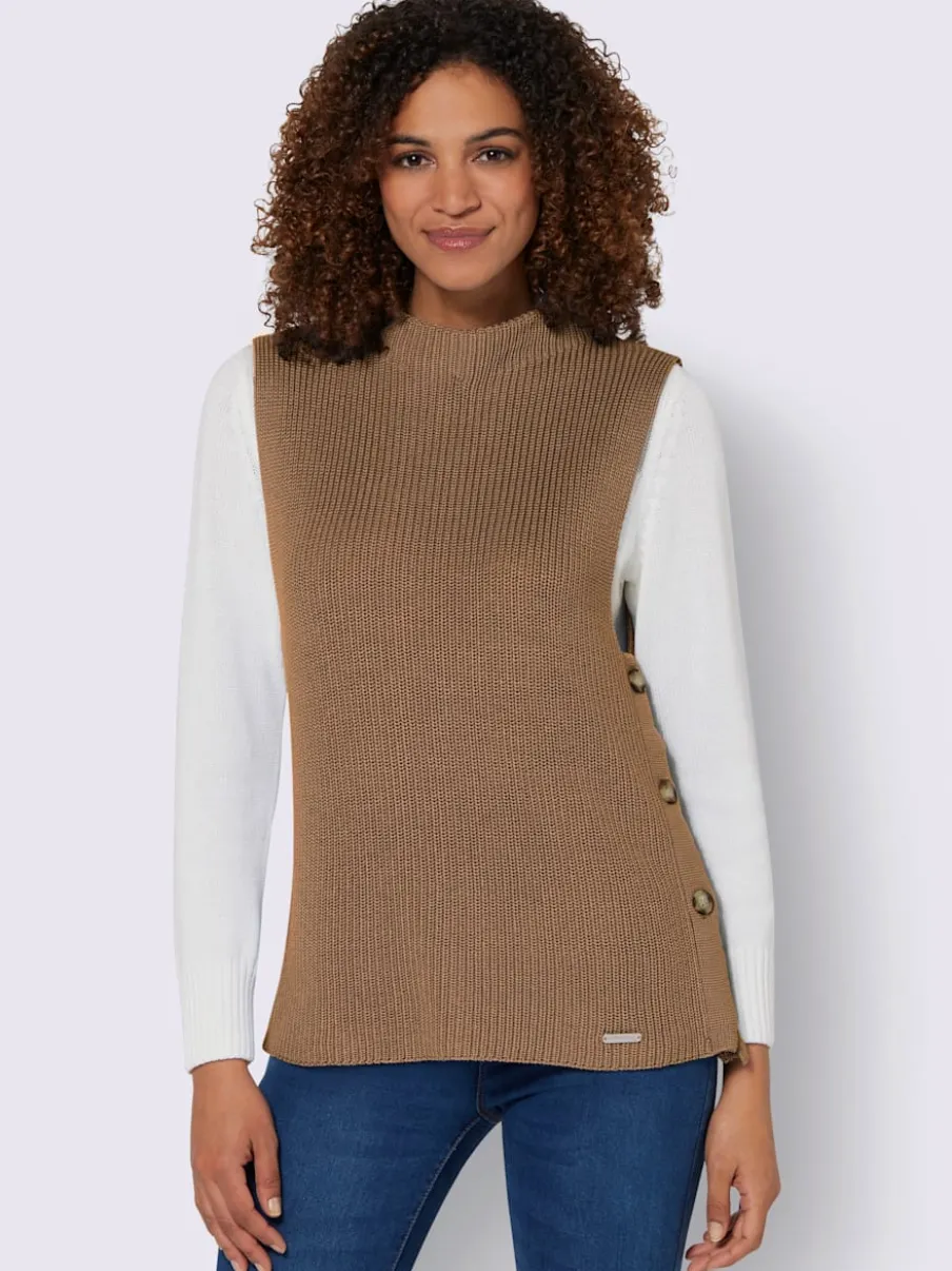Débardeurs en tricot à col montant avec fente latérale