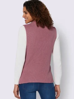 Débardeurs en tricot à col montant avec fente latérale