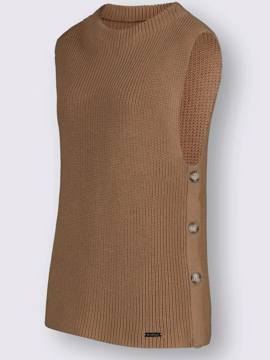 Débardeurs en tricot à col montant avec fente latérale