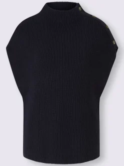 Débardeurs en tricot côtelé avec col montant et boutons