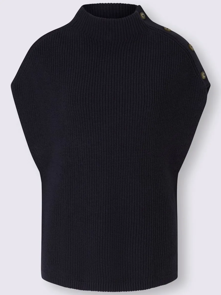 Débardeurs en tricot côtelé avec col montant et boutons