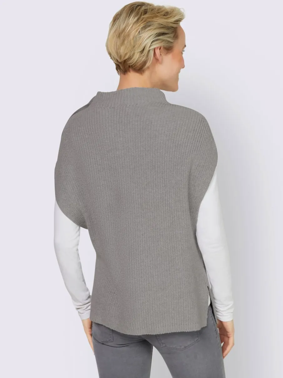 Débardeurs en tricot côtelé avec col montant et boutons