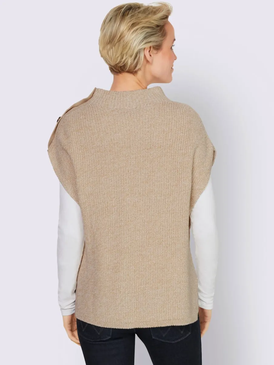 Débardeurs en tricot côtelé avec col montant et boutons