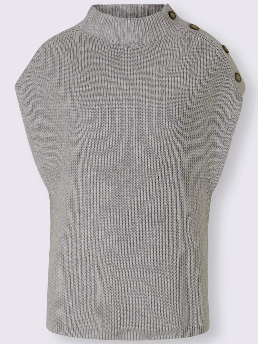 Débardeurs en tricot côtelé avec col montant et boutons