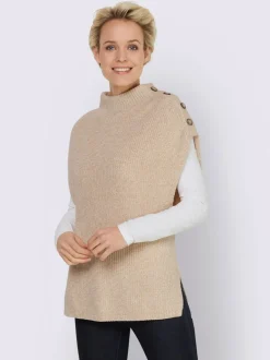 Débardeurs en tricot côtelé avec col montant et boutons