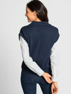 Débardeurs en tricot fin avec col V et mancherons décontractés