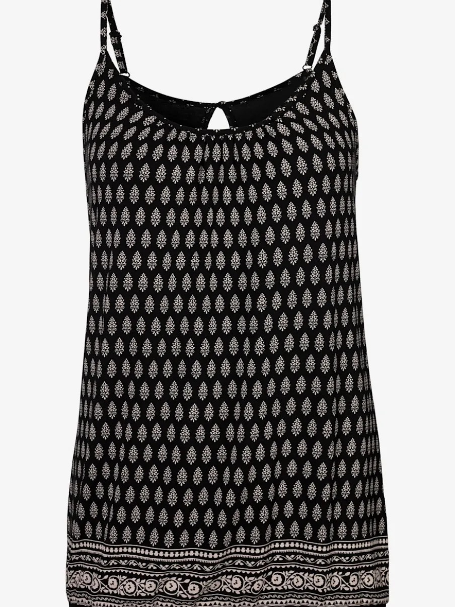 Débardeur spaghetti à encolure froncée avec motif graphique en viscose
