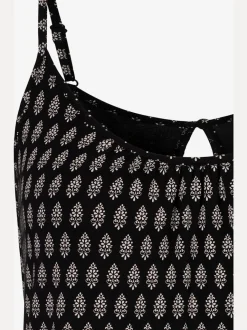Débardeur spaghetti à encolure froncée avec motif graphique en viscose