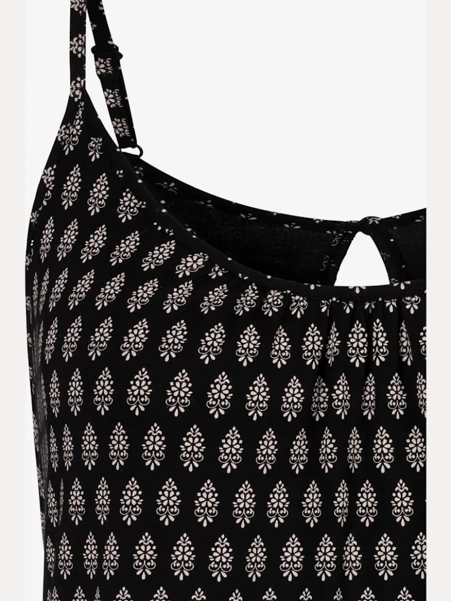 Débardeur spaghetti à encolure froncée avec motif graphique en viscose