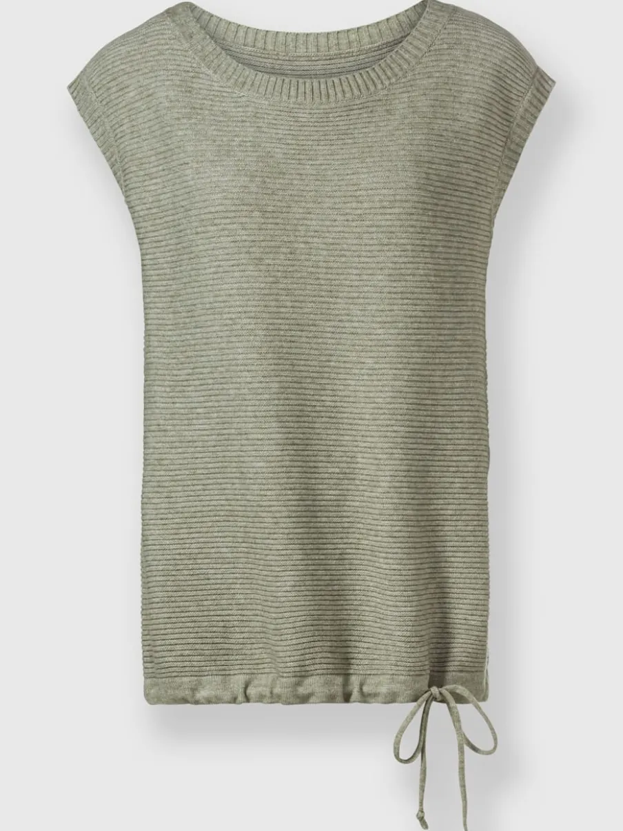 Débardeur tricot chiné encolure ronde mancherons décontractés