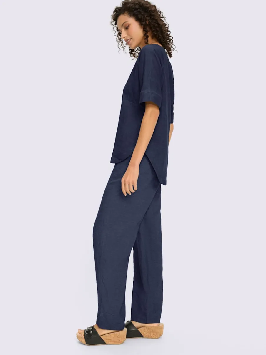 Ensemble chemisier et pantalon ample en lin léger
